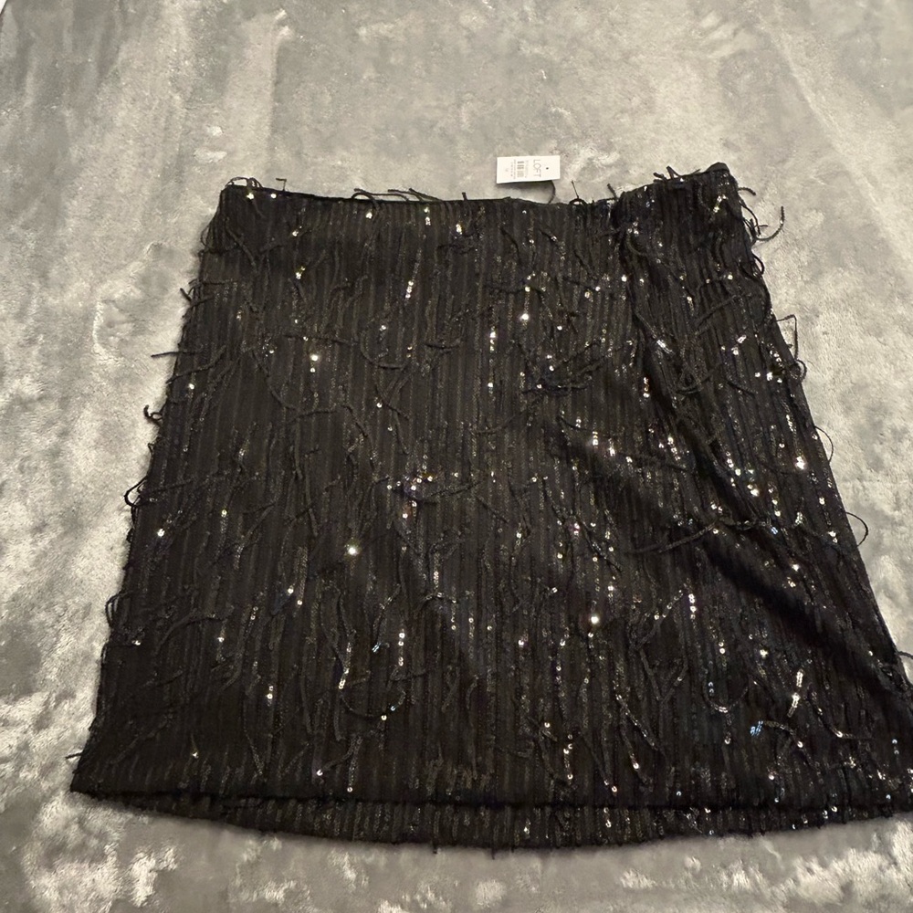 LOFT Black Sequin Mini Skirt